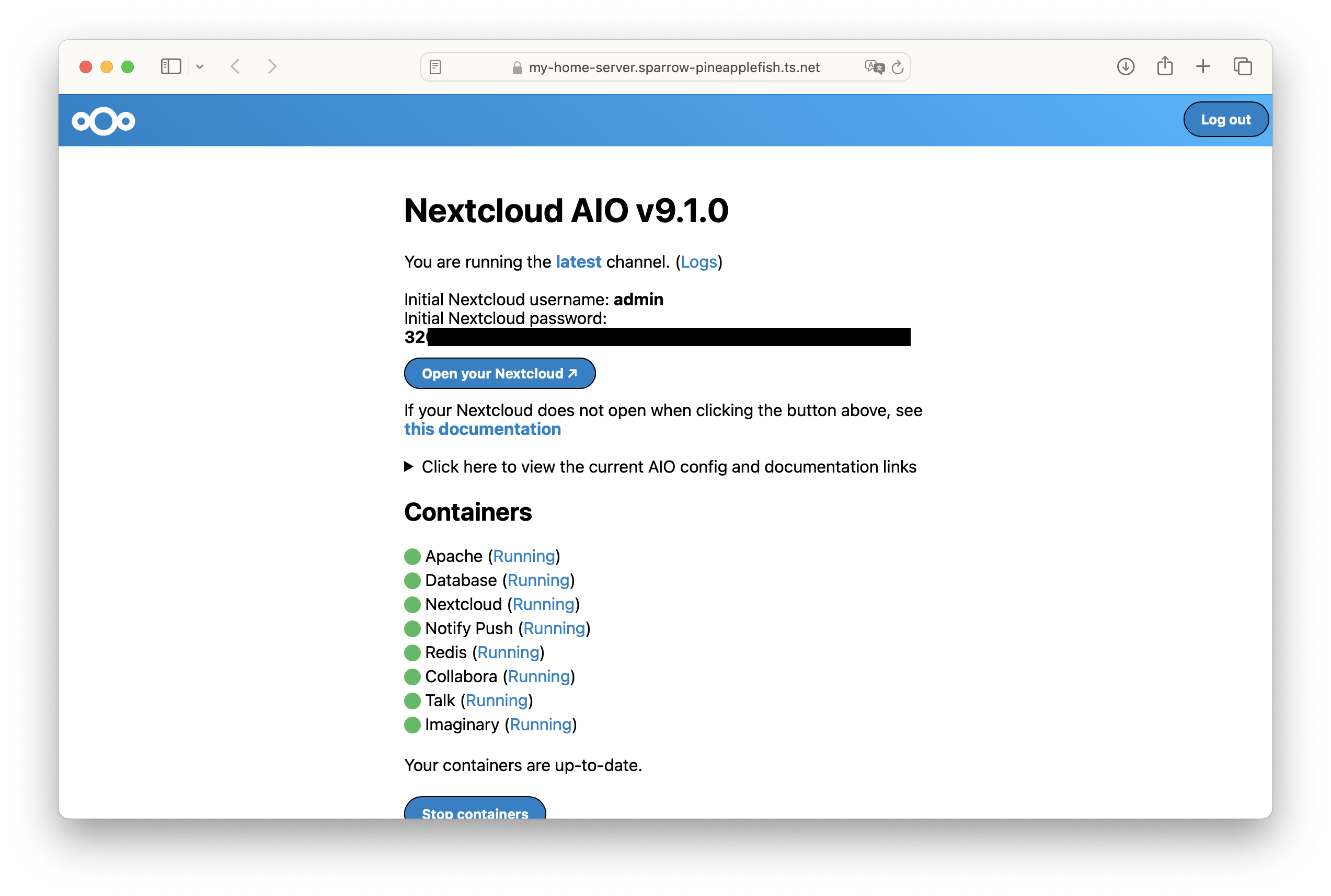 NextCloud admin password